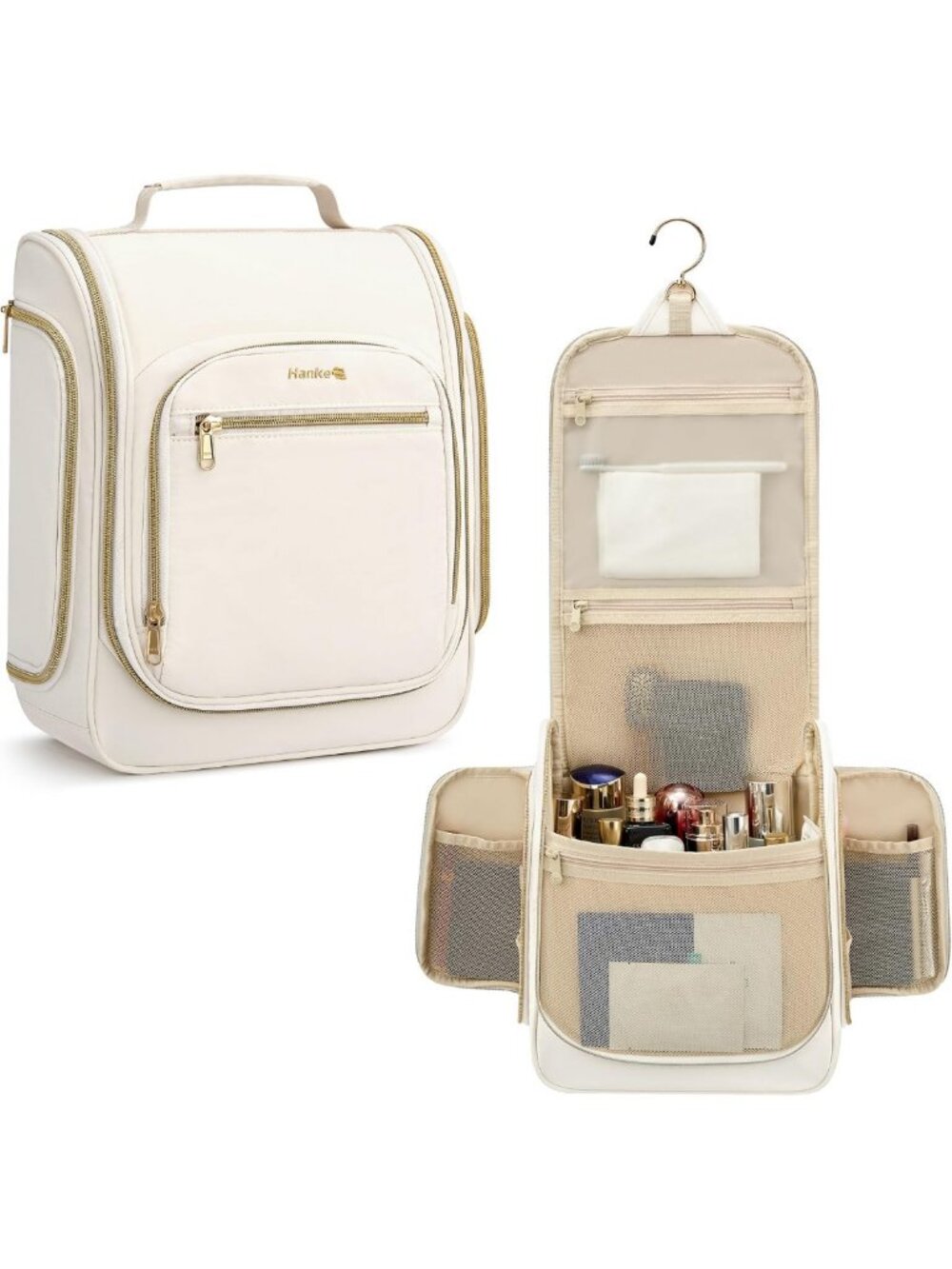Hanke Hanging Travel Toiletry Bag for Women Water Resistant Makeup Bag